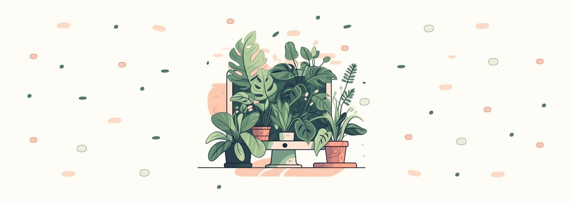 Image d'illustration d'un ordinateur et de plantes