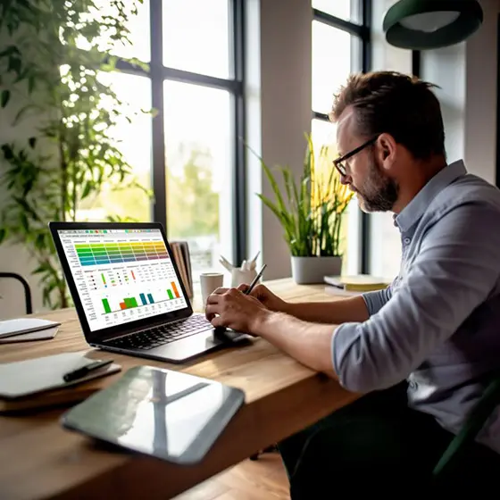 Homme devant un ordinateur