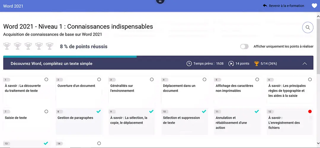 Tableau de bord MEDIAplus Word