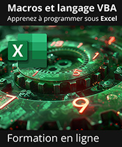Formation en ligne Macros et langage VBA – Apprenez à programmer sous Excel + le livre numérique Macros et langage VBA – Découvrez la programmation sous Excel OFFERT - Valable 1 an, en illimité