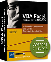 VBA Excel (versions 2019 et Office 365) - Coffret de 2 livres : Maîtrisez la programmation sous Excel : Cours, exercices et corrigés