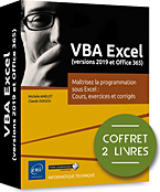 VBA Excel (versions 2019 et Office 365) Coffret de 2 livres : Maîtrisez la programmation sous Excel : Cours, exercices et corrigés
